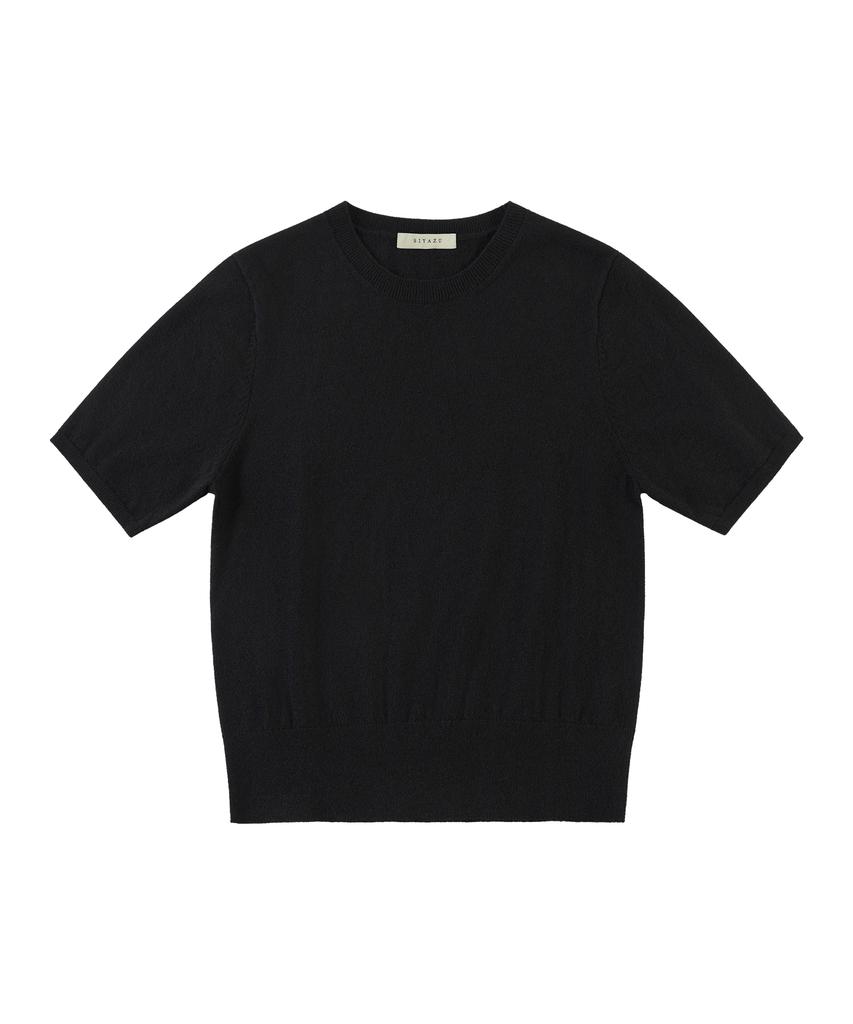 Siyajyu Sikn2184 Basic Round Neck Short Sleeve Knit_Black