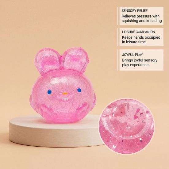 DYS Bunny Jelly Squeeze Toy, Portable Soft TPR Stress Relief Pressure Release Rebound Fidget Sensory Ball for Kids Adults