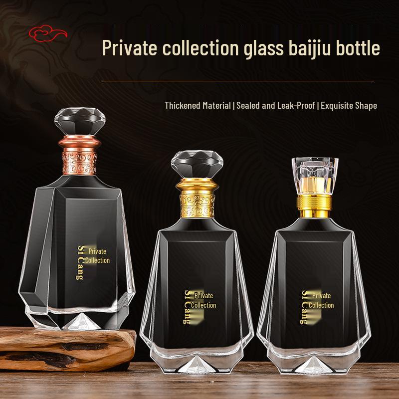Transparent 500ml Thick Glass Baijiu Bottle for Home Brewing and Sealing.