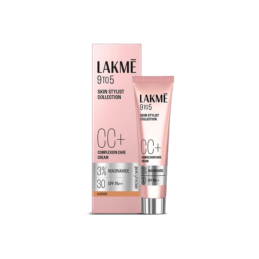 קרם CC של Lakme 9 to 5 עם שקדים ו-3% קומפלקס ניאצינמיד SPF30 PA++ | 90% קרם לחות קליל לטיפוח ו-10% מייקאפ לטיפוח |מכסה