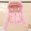 Fashion Winter Woman Coats Hooded Faux Fur Collar Thick Warm Short Parkas Loose Women's Jackets