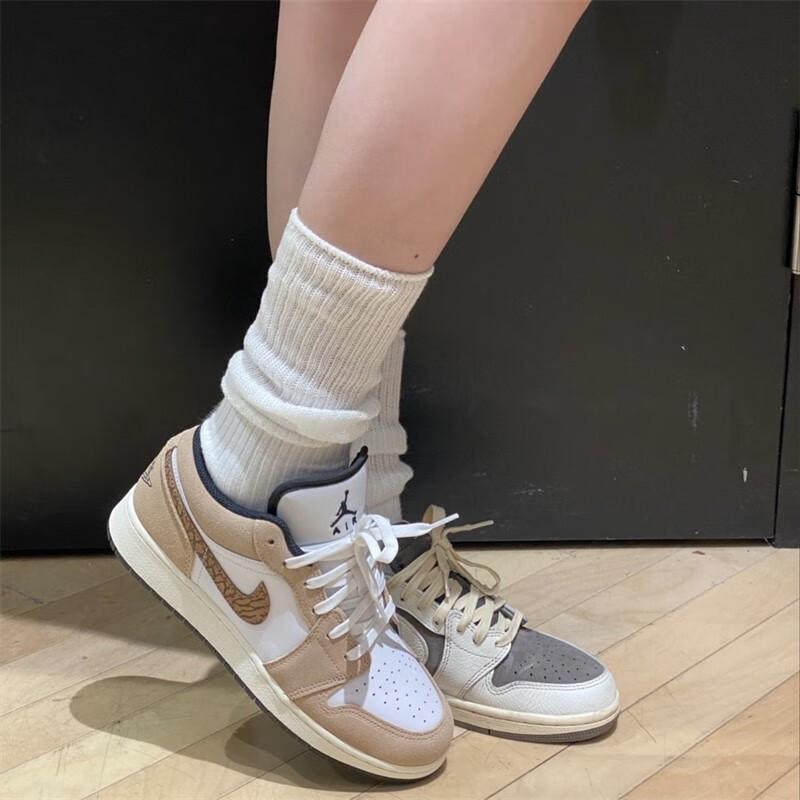 Air Jordan 1 Low SE GS Brown Elephant Kids Sneakers Hemp Metallic-Gold White DZ5368-201