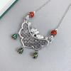 Fresh Classical   Colored Enamel Lotus Leaf and Flower Tassel Necklace Pendant for Women clavicle chain Jewelry