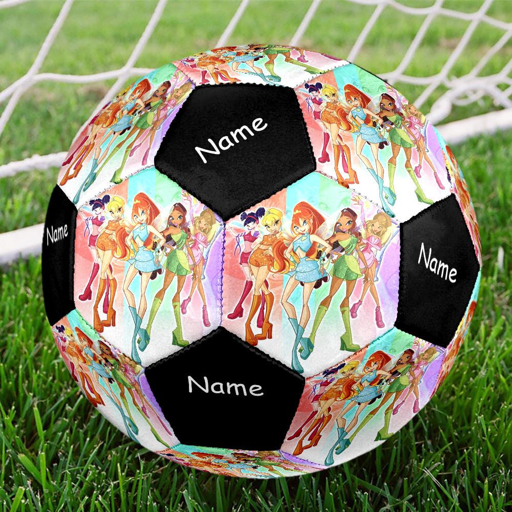Custom Name Winx Club Theme Size 5 Soccer Ball, Suitable for Both Indoor and Outdoor Matches, a Gift Suitable for Everyone.