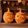 Boho Stil Schreibtisch Kürbis Kunst Handgewebte Laterne Vintage Rustikal Halloween Dekor Hohl Lächeln Atmungsaktive Baumwolle Leinen Handwerk Gesicht Aufbewahrungsglas