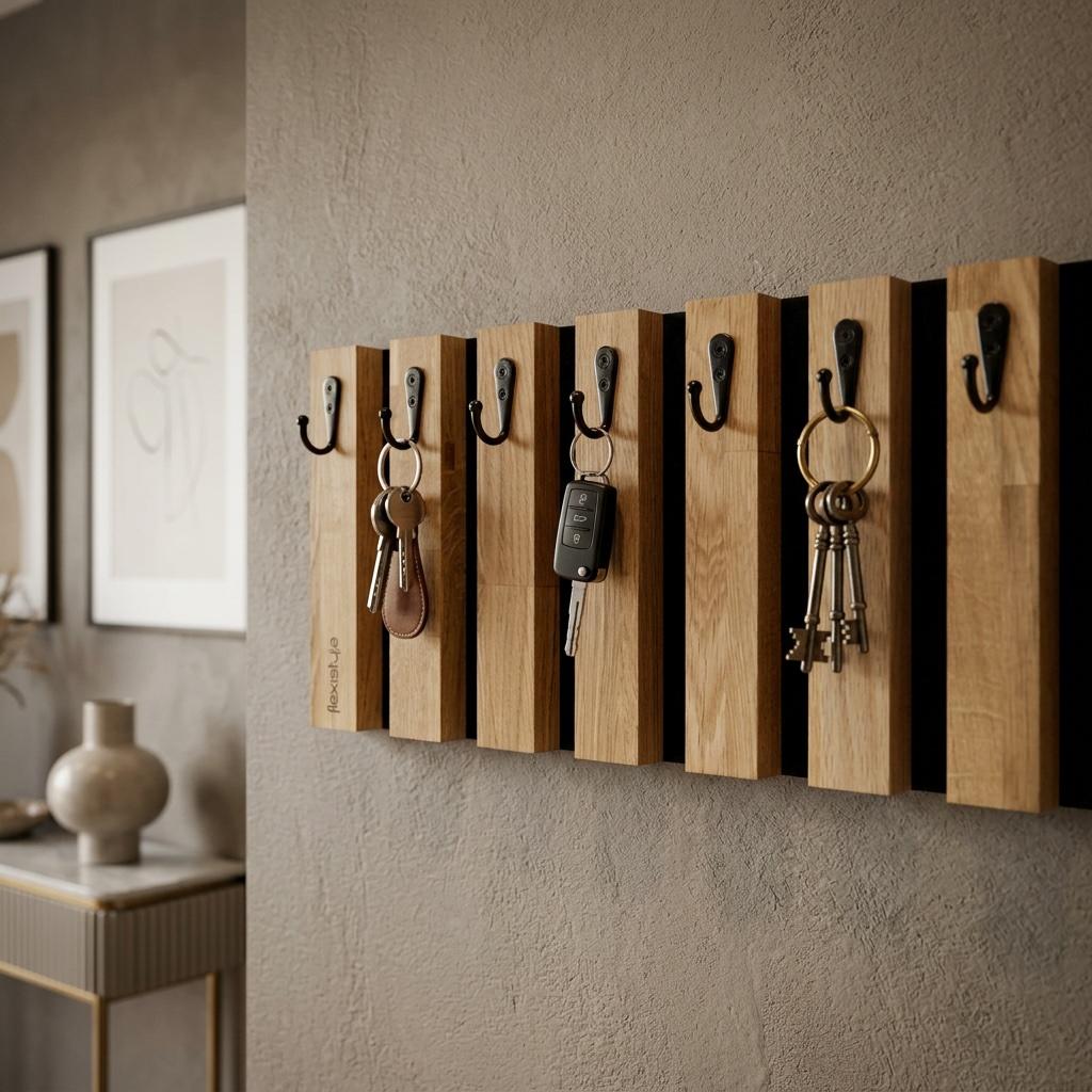 Wooden Key Hanger Lamele 40cm