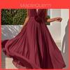 Elegant Chiffon Evening Dress With Deep V Neck For Wedding And Formal Events