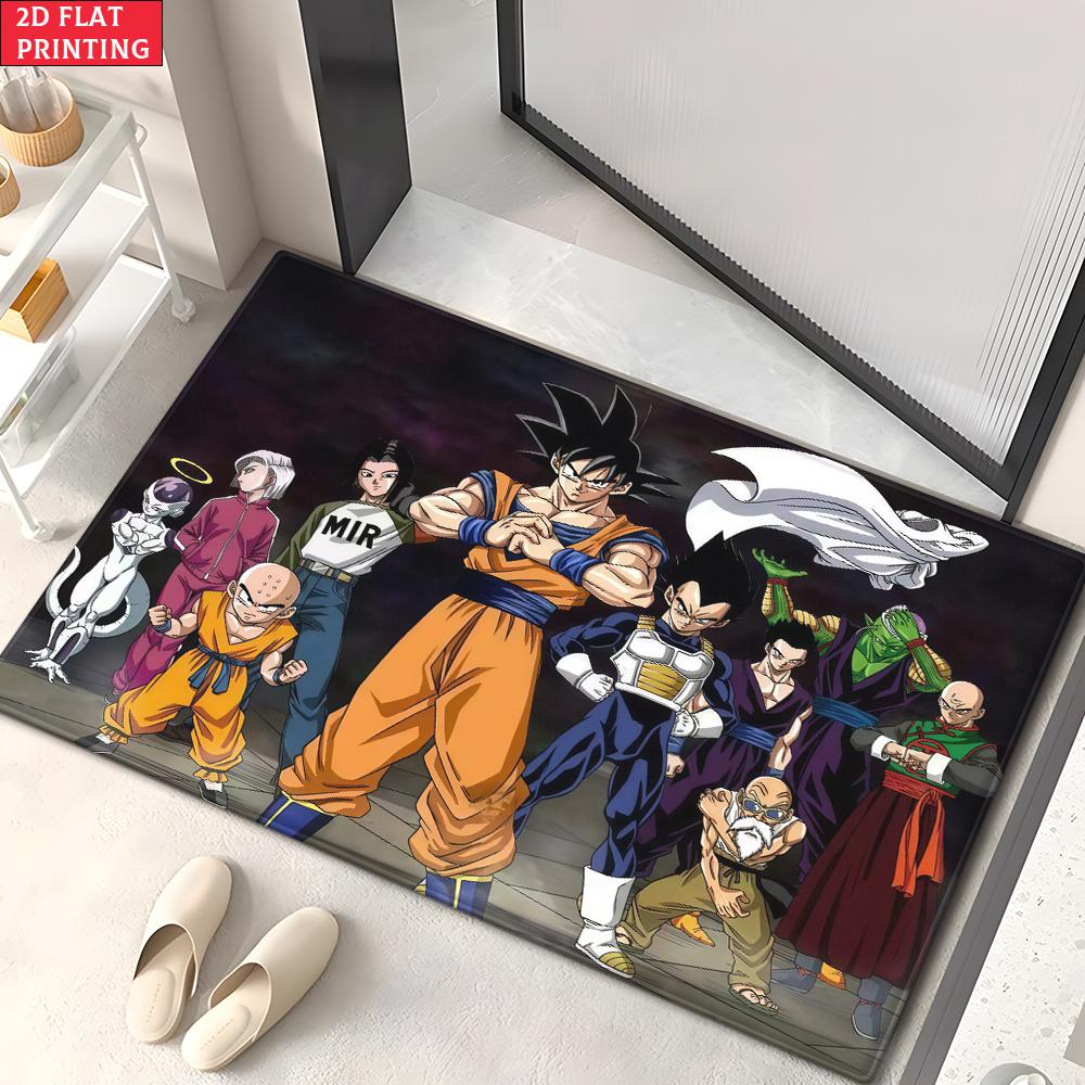 Anime Super Saiyan & Villains Group Doormat, 2D Print Floor Mat, Entrance Rug for Bathroom Living Room Kitchen Home Decor Gift