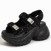 High Quality 8cm Air Mesh Synthetic Genuine Leather Bling Chunky Sneakers 2025 Summer Women Vulcanize Platform Wedge Comfy Shoes
