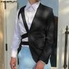 Herren Ein Schulter Langarm Knopf Cutout Bandage Blazer Unregelmäßige Mäntel