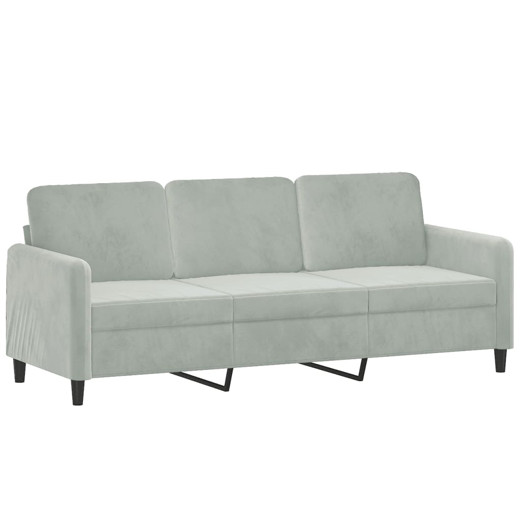 2 Piece Sofa Set with Cushions Light Grey Velvet
