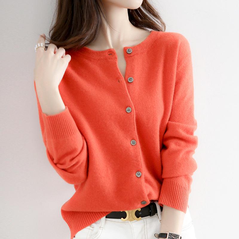 2026 Autumn Women's V-Neck Knit Sweater Hoodie - Seamless Korean Style Jacket