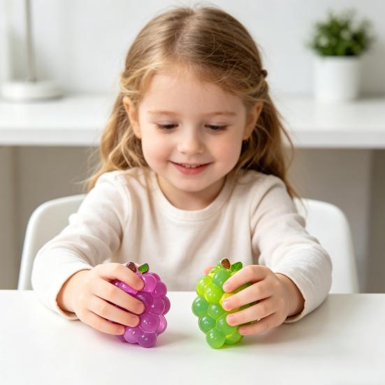 Druif Langzaam Rijzende Knijpspeeltje Zacht TPR Fidget voor Stressverlichting Realistisch Fruitvormig Decompressie Gadget voor Kinderen Volwassenen