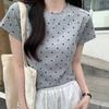 Xia Bo Point Short-sleeved T-shirt Women's Slim Round Neck Short Top