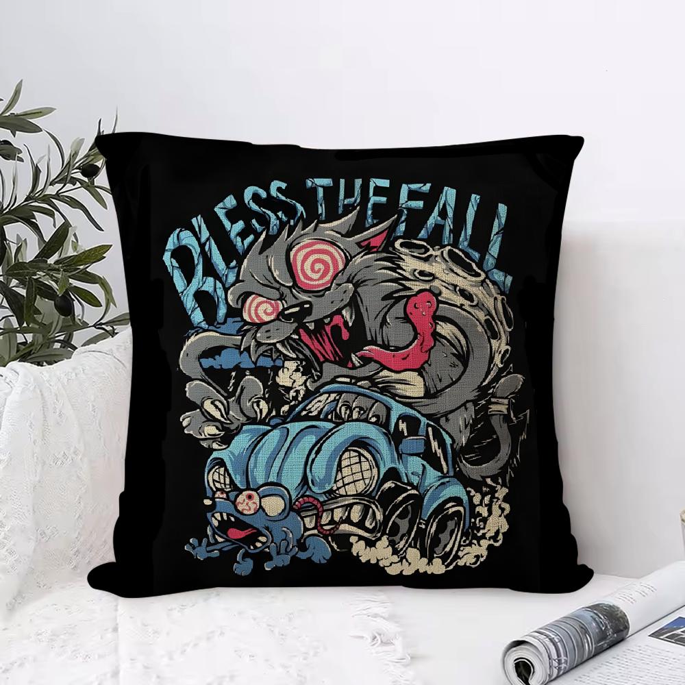 Blessthefall Cushion Cover Breathable Linen Pillow Cover Skin-Friendly Home Decor Pillowcase With Hidden Zipper