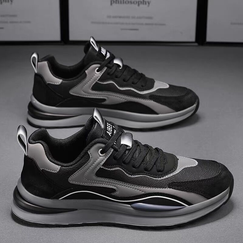 Spring New Breathable Leather Men's Shoes Fashion Casual Sports Shoes Wear-resistant Anti-slip Fashionable Shoes D374