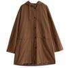 Korean Vintage Hooded Coat for Women Autumn Casual Loose Single Breasted Long Sleeves Solid Color Pocket Coat Johnature