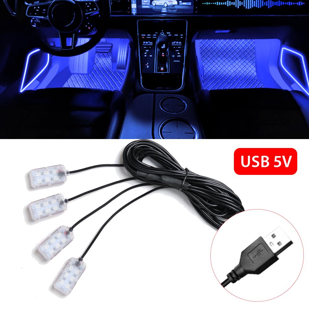 LED Car Interior Ambient Foot Light Auto Single Colour 5V/12V Atmosphere Decorative Lamp