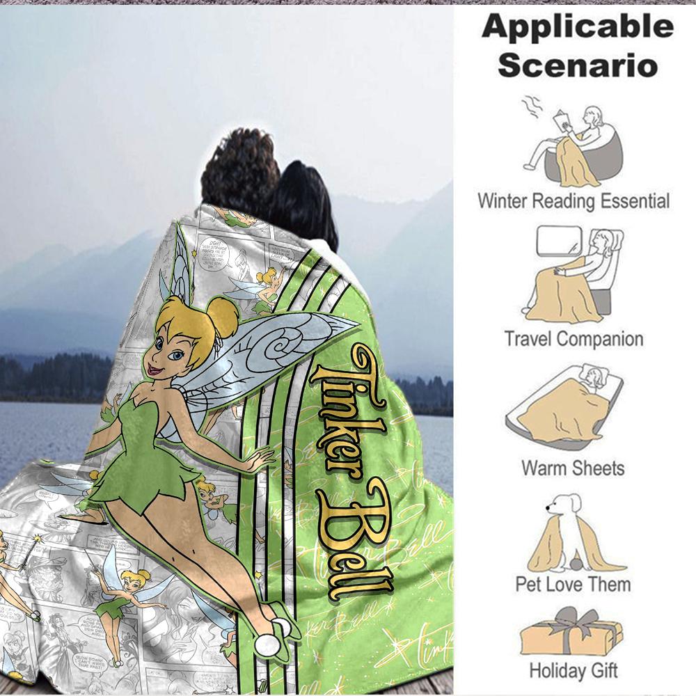 1Pc Tinker Bell Fantasy Adventure Blanket Soft And Comfortable Casual Warm Camping Travel Christmas Halloween Xmas Gift M924551