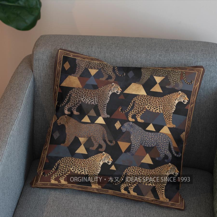 2D Leopard-Patterned Geometric Throw Pillow Cover Pattern Cushion Cover Suitable For Sofa Bedroom Car Pillow Cover