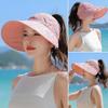 Women Summer Lace Empty Top Sun Protection Cap Large Brim Anti-UV Ponytail Hat For Lady Outdoor Travel Beach Visor Fisherman Hat