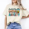 Fueled by Coffee and Anxiety T-Shirt Gift Sunflower Coffee Lover Unisex Tee Sand