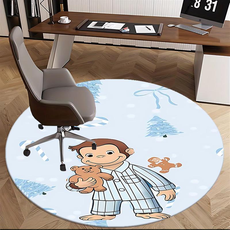 Curious George,Christmas Chair Mat Round Rug Office Carpet, Non Slip, Suitable for Living Rooms, Bedrooms Decor 1205522a