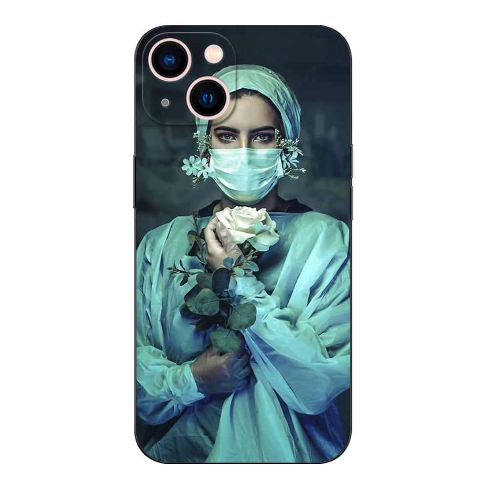 Schwarze TPU-Hülle für Samsung Galaxy A50 50S A30S A10 A01 A11 A21S A31 A41 A51 A71 Hülle Krankenpflege Kunst Zeichnung