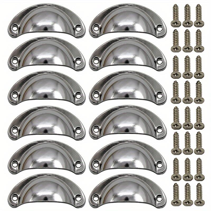 12pcs Shell Shape Retro Cabinet Handles, Antique Semi-Circular Drawer Pulls Set, Classic Vintage Furniture Renovation Hardware Accessories