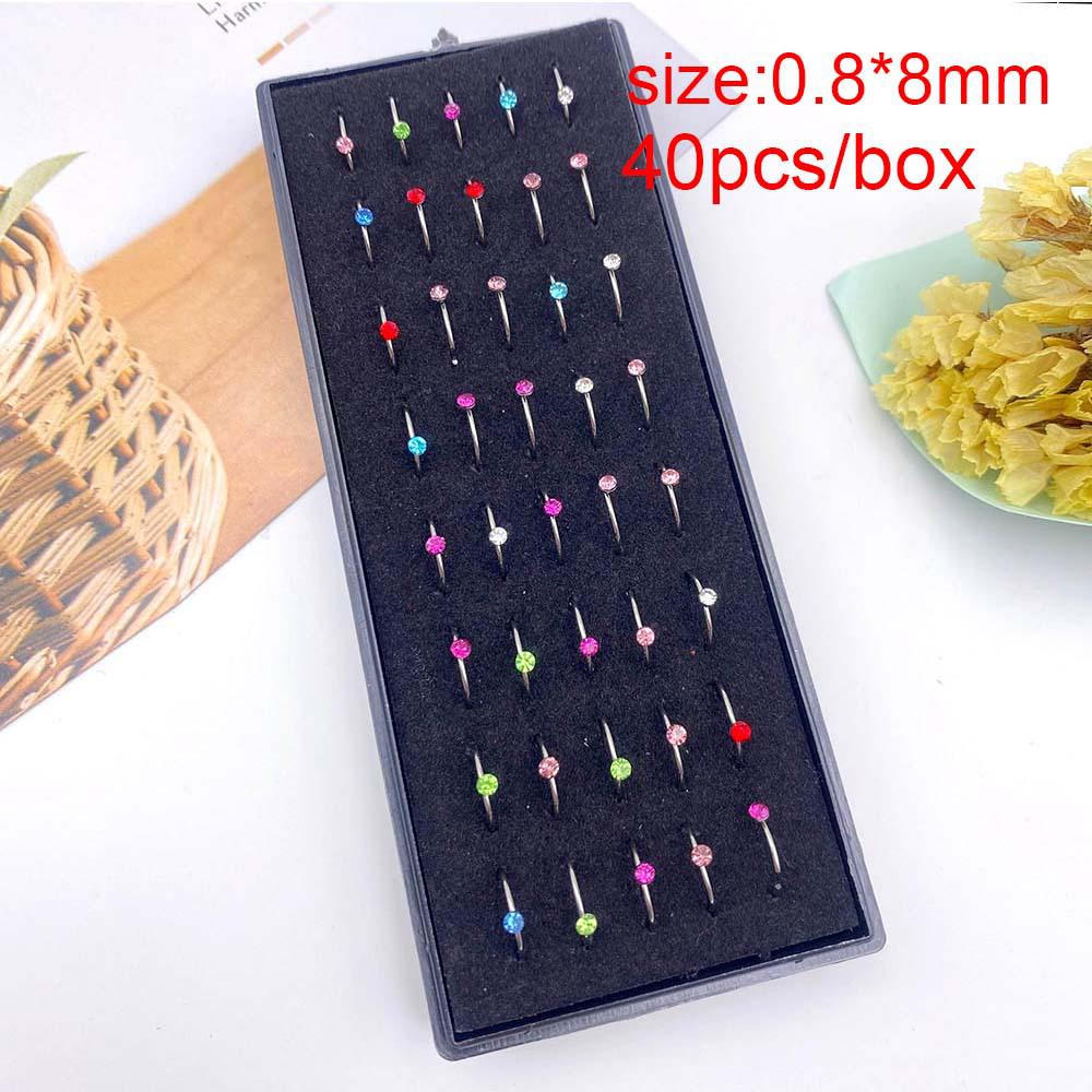 Stainless Steel Boxed Nose Studs and Rings: 60/40 Pieces, 1.5-3.0mm, Straight & L-Shaped Bar