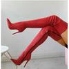 Nouvelles Bottes Noires Hautes Sur Le Genou Talons Aiguilles Élevés 11 Cm Club Fête Bottes Jambe Fine Grande Taille 43 Imperméables Bottes Personnalité