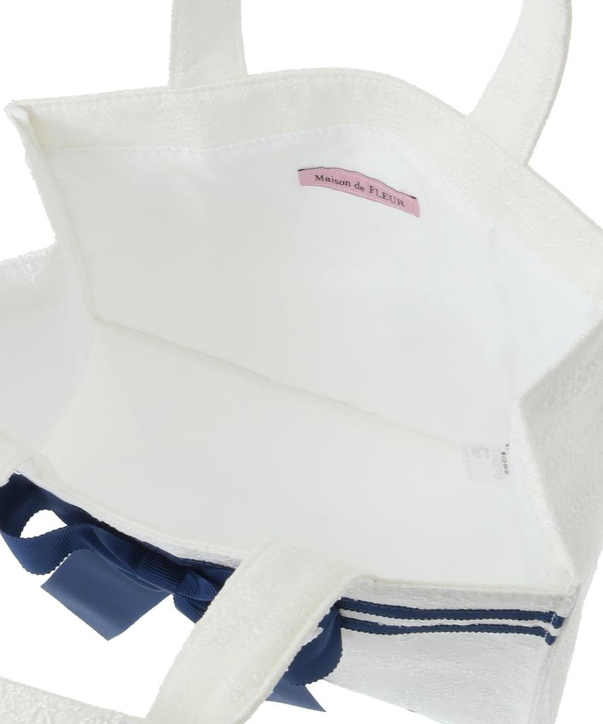 Maison De FLEUR Line Ribbon Jacquard Square Tote Bag, White, F Tote Bag, 08000481500