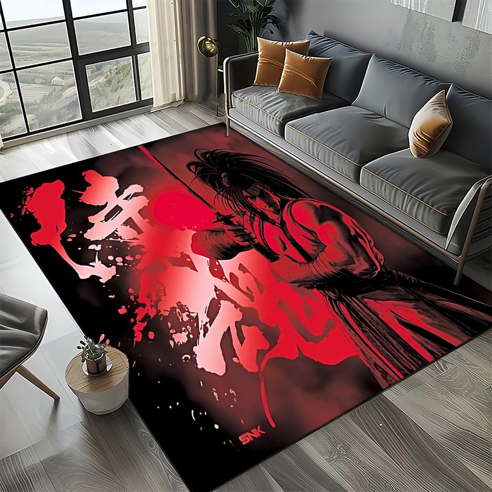 Retro Spiel Samurai Spirits Shodown Haohmaru Cartoon Teppich für Wohnzimmer Schlafzimmer Zuhause Sofa Dekoration, Rutschfeste Bodenmatte