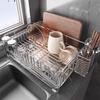 304 Stainless Steel Multifunctional Dish & Plate Rack with Water Cup and Chopsticks Storage