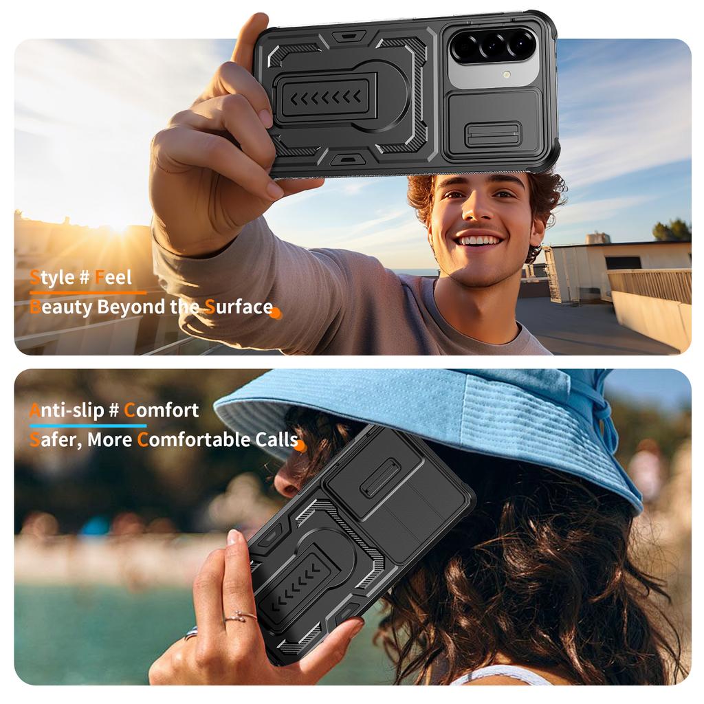 Kickstand Holder Fashion Strong Cover Case for Samsung Galaxy S25 Ultra S26 S24 A17 5G A26 A36 A56 A16 Dual Layer Phone Bag