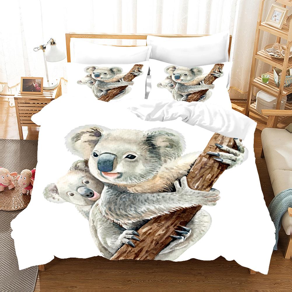 Kemila 3D niedlicher Tierhund, Katze, Wolf, Digitaldruck, Bettbezug, Kissenbezug, Doppelbett-Set, Bettlakenbezug, Steppdecke, Bettwäsche