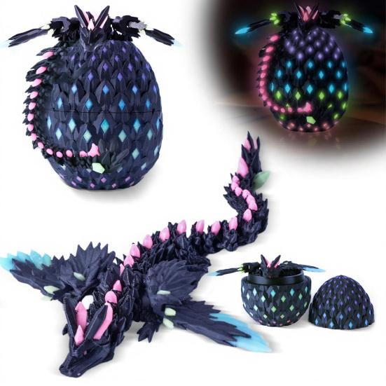 3D Printed Dragon Egg with Dragon Inside Fantasy Tabletop Decoration Articulated Animal Fidget Toy Collectible Christmas Stocking Stuffers for Kids