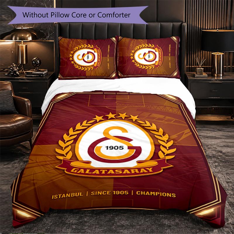 Galatasaray FC Themed Bedding 3Pcs Duvet Cover Set Decorative Bed Linen For Teen Room Home Decoration