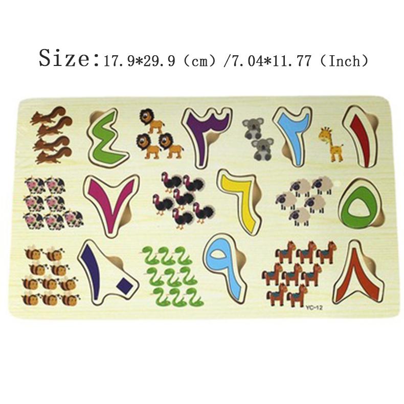 Non-Toxic Children'S Wooden Arabic Letter/Number Jigsaw Kids Toys Montessori Learning Alphabet Word Practice Early Educational Puzzle Toy