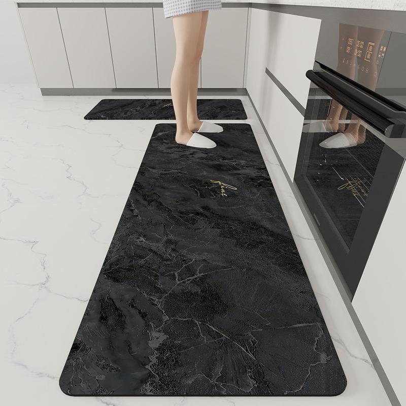 Kitchen Floor Mat Marble Art Pattern Waterproof Oil-proof Scrubbable Pvc Carpet Dirt-resistant Floor Mats Alfombra