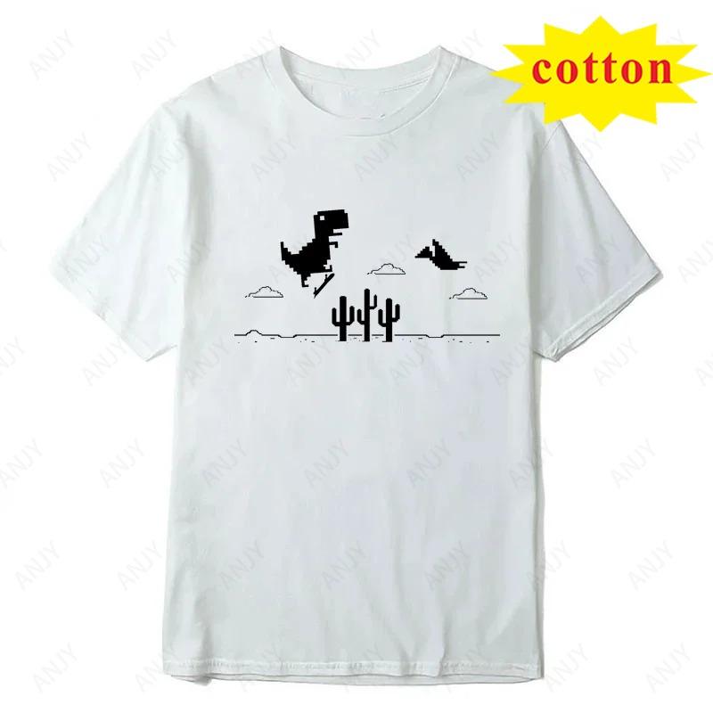 Mosaikspiel Kaktus Dinosaurier Druck Kreativ Lustig Streetwear Mode Lässig Sommer Unisex Unisex Universell Kurzarm T-Shirt