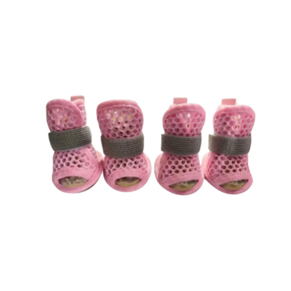 1Pcs Cute Mesh Dog Shoes Soft-sole Non-slip Cooling Dog Boots Elastic Strap Wear-resistant Dog Foot Cover For Small Medium Pets