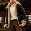 Herrenjacke Kontrastfarbe Patchwork Plüschfutter Umlegekragen Reißverschluss Kältefest Winter