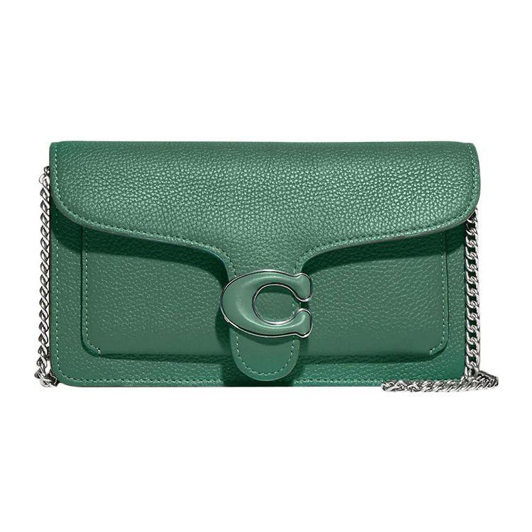 Coach Tabby 20 Flap Closure Pebble Leather Shoulder Crossbody Clutch Small Women Bags Green CJ350-LHAEE
