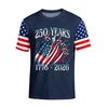 Herren T-Shirt mit Rundhalsausschnitt und kurzen Ärmeln mit aufgedrucktem Grafikmuster 250 Jahre 1776 2026 Flugzeuge und Flaggenmuster Lässiges Passform Oberteil