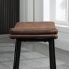 Juego de 2 taburetes de bar con reposapiés de acero estilo industrial asiento curvo 48,5 x 38,5 x 68,5 cm marrón negro