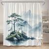 1pc Serene Mountain Landscape Shower Curtain, Polyester, Digital Painting,  Woven, Machine Washable,  Fashion Theme