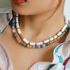 Colorful Stone & Shell Layered Beaded Necklace for Women