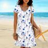Women's Fashion Graceful Retro Flower Print Summer Spring Short Sleeve O-Neck Casual Dresses