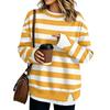 Women's Fashion Casual Striped Long Sleeve Sweatshirt Two-Piece Loose Fit Pullover Top